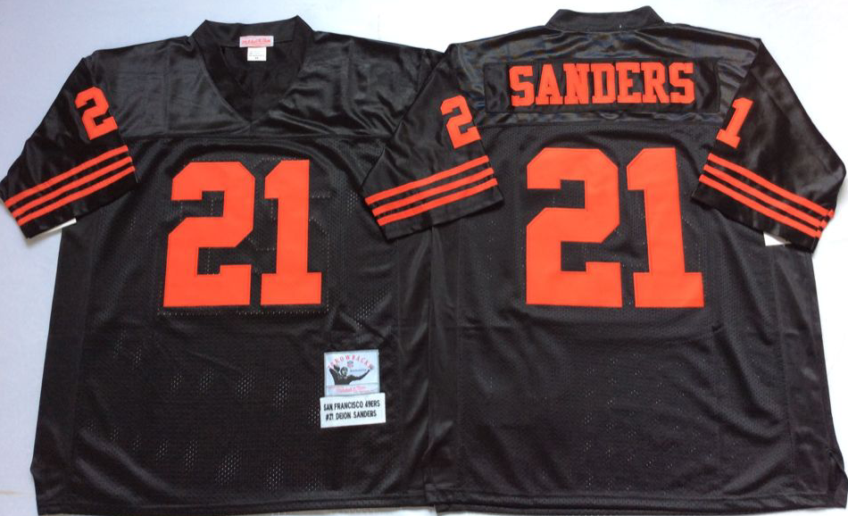 Men NFL San Francisco 49ers 21 Sanders black Mitchell Ness jersey